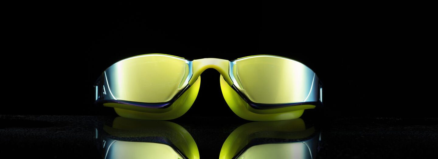 Aquasphere yellow mirrored Xceed swim goggles.